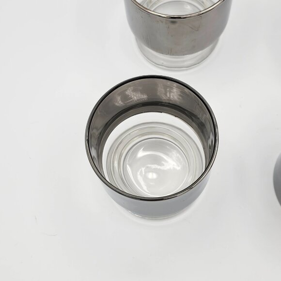 Vintage MCM Stackable Highball Glasses with Thick Silver Band – Set of 4 - Picture 7 of 8